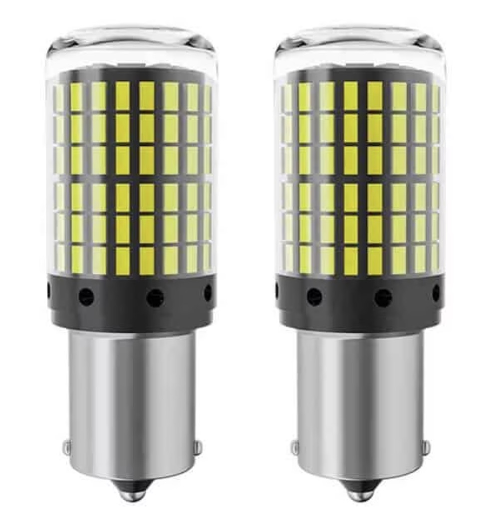 Set 2 Becuri LED pentru semnalizare culoare ALB soculu PY21W LED 1156 pentru 144 SMD